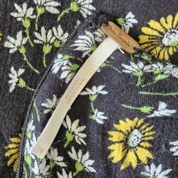 Free People Jinx Black Floral Print Tie-Front Romper Size 10 - Picture 2 of 11